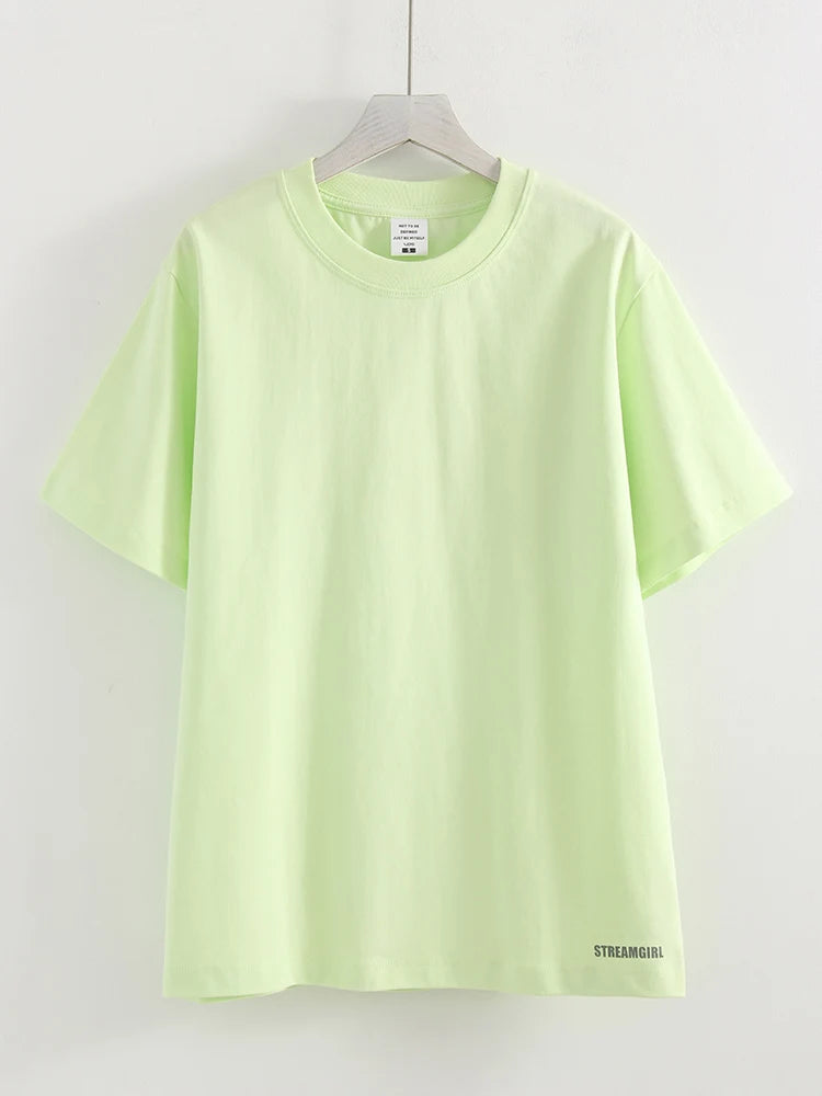 Summer Women T Shirts Oversized Cotton White Short Sleeve Baggy Tops For woman Summer Plain Loose Pink Tshirt Oversize Blue