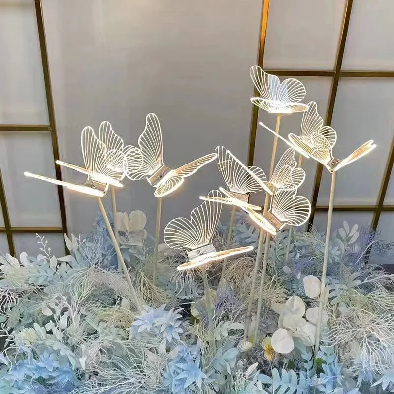 New Wedding Props, Road Lead Wrought Iron Butterflies and Birds, on-site Arrangement, Luminous Floor Lights, Decoration Hotel