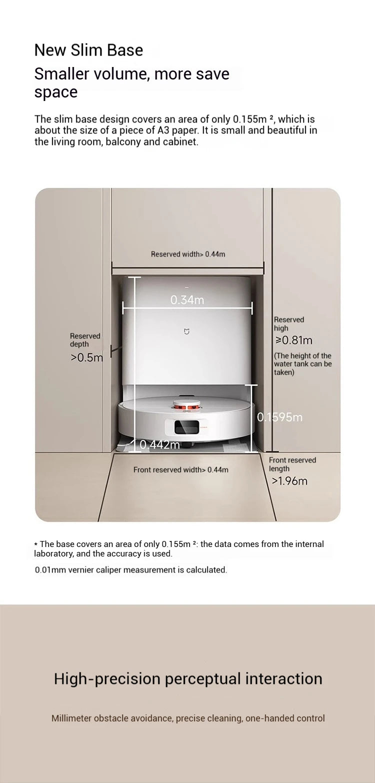 【Xiaomi】 Robot Vacuum H40, 10,000 Pa Powerful Aspiration, Ultra-Accurate Cleaning with Navigation LDS, 2-in-1: Vacuum and Wash