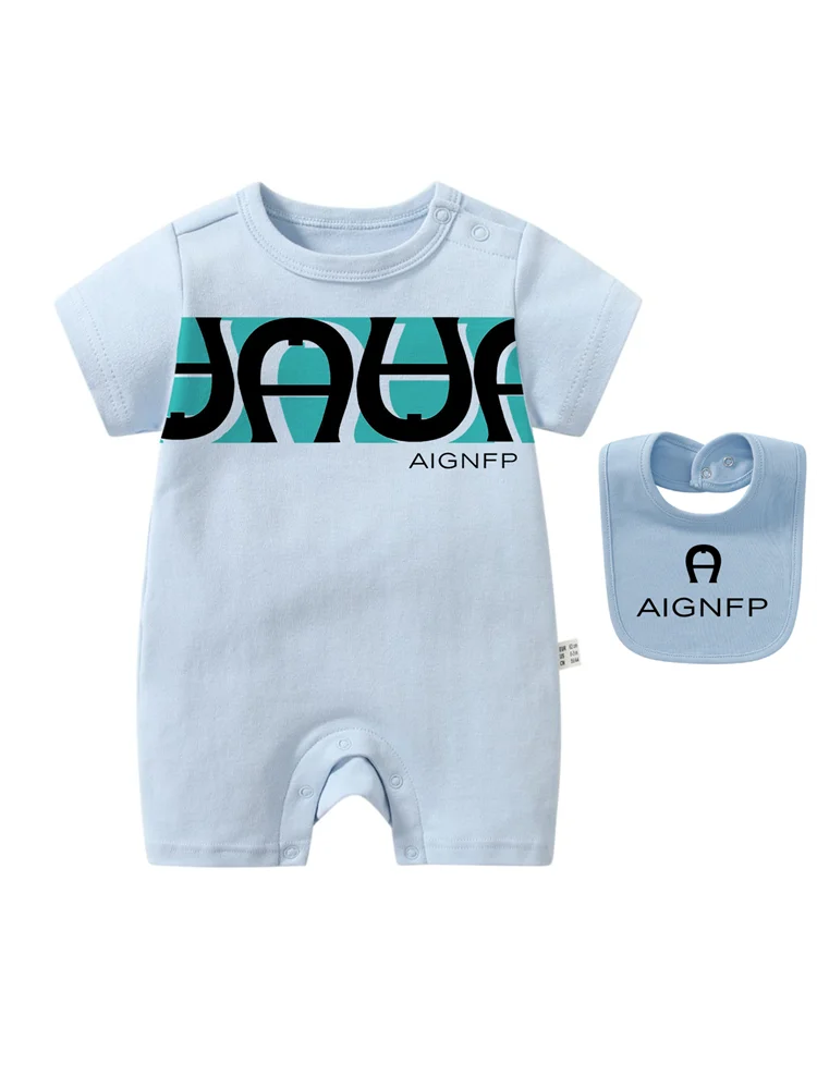 Trend Baby Clothes %100 Cotton Newborns Jumpsuit 2025 Hot Sale New Toddler Boy Rompers Soft Bib scarf Burp cloth Infant 2Pcs Set