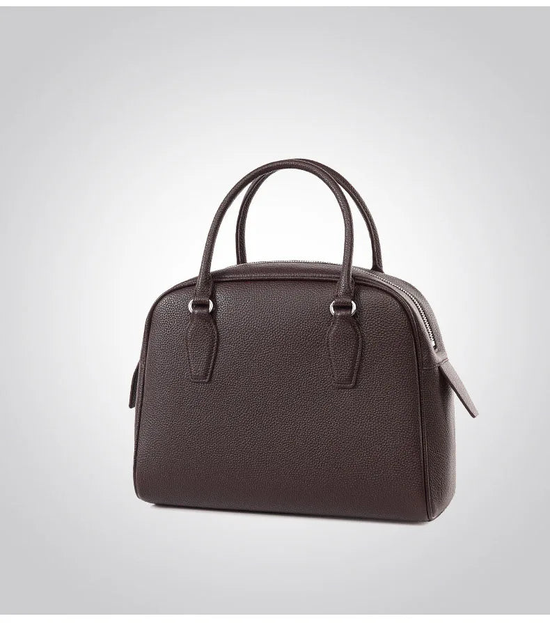 New Women's Handbag, Simple Casual Bag, Large-Capacity Briefcase, Fashionable Commuter Tote Bag, Retro-Style Water-Repellent Bowling Bag