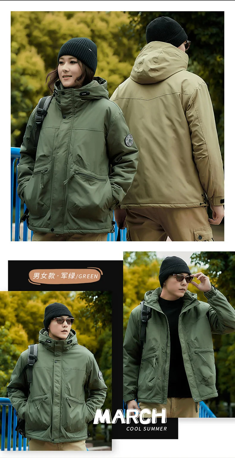 Winter Jacket Men Outwear Fleece Liner Warm Hooded Men multi-pocket Cargo Jacket Men Windproof Casual Hiking Coat Male Clothing
