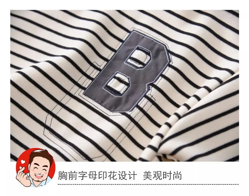 2024 Boys Striped Sweatshirt Children's Spring Autumn New Hoodies Kids Long Sleeve Casual Clothing Teenager Fashion Letter Coats
