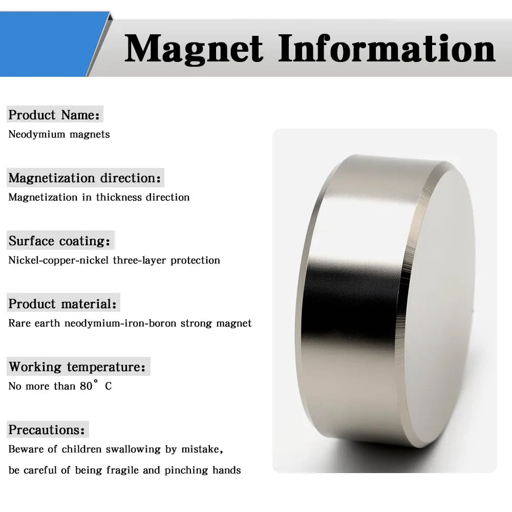50x20mm Super Powerful Round Magnet Neodymium Magnet NdfeB N35 Strong Permanent Magnetic imanes Refrigerator Magnet