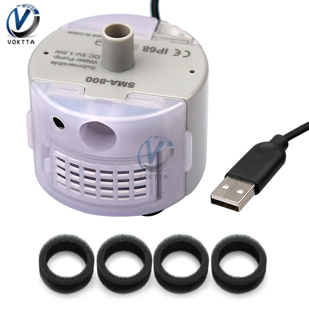 DC5V/1A USB Water Pump DIY Water Dispenser Fountain Filter LED Replacement Pump Stainless Steel Water Fountain Pump Filter