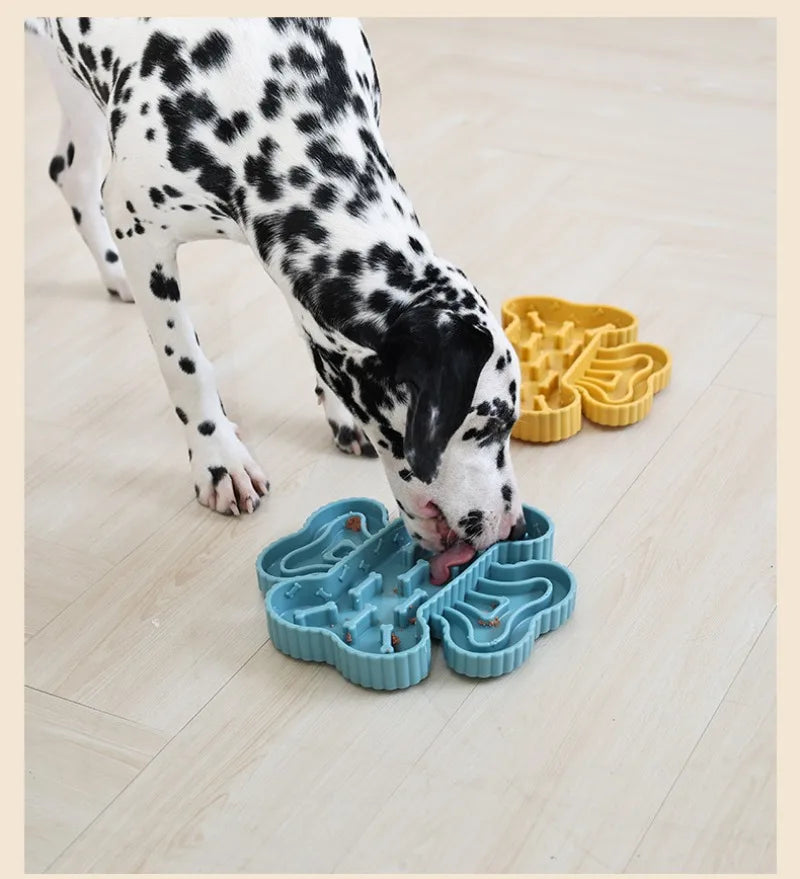 Portable TPR Dog Food Bowl Training Slow Feeder Dogs Bowl Dry Wet Separation Pet Bowls Licking Bottom Suction Cup Pets Supplies