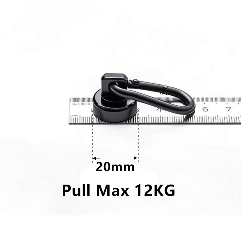 Strong Neodymium Magnetic Hooks 360°Rotation Carabiner Magnet Ring Keychain Hook for Home Refrigerator Kitchen Bathroom Hanging