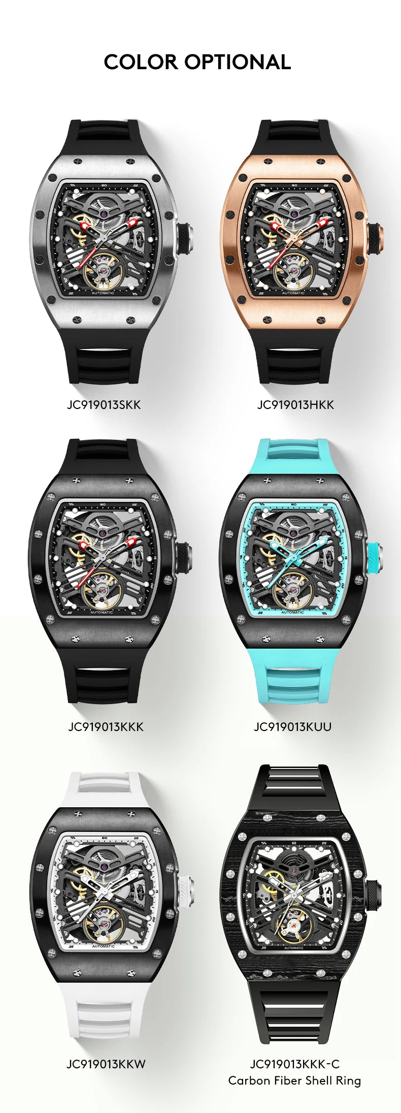 Automatic mechanical watch outdoors simple luxury watches waterproof wholesale skeleton leather mens watch gift