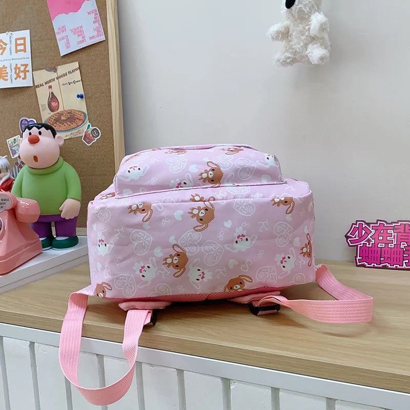 Cute Sugarbunnies Schoolbag Large Capacity Student Backpack Girl Heart Sweet Travel Portable Backpack Girl Holiday Best Gift
