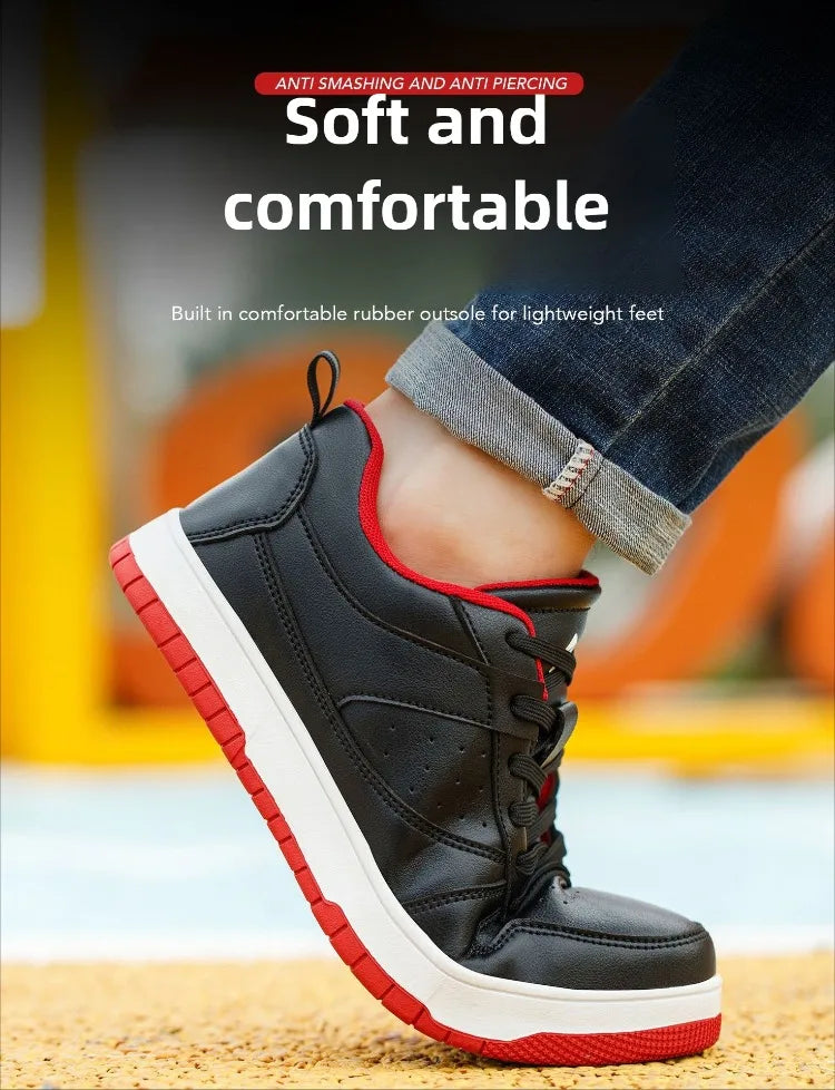 Steel Toe Man Work Boots Industrial Fashion Safety Shoes Men Non-Slip Work Sneakers Construction Waterproof Work Mens Shoes