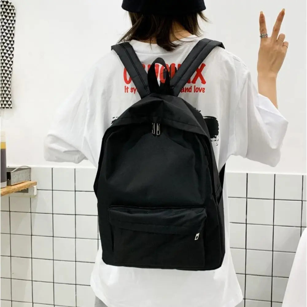 Casual Simple Solid Color Backpack Fashion Schoolbag School Bags Large Capacity Travel Backpack Book Bags Teenagers