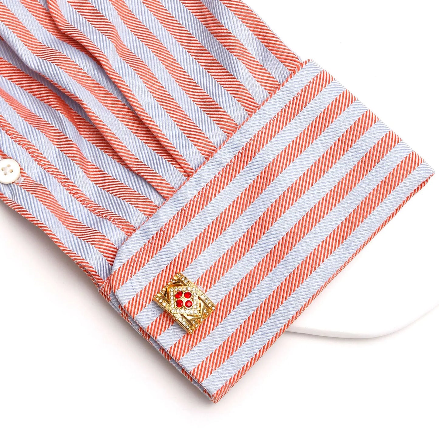 1 Pair Luxury Gold Cufflinks for Men - Black Zirconia Studded Dress Shirt Accessories