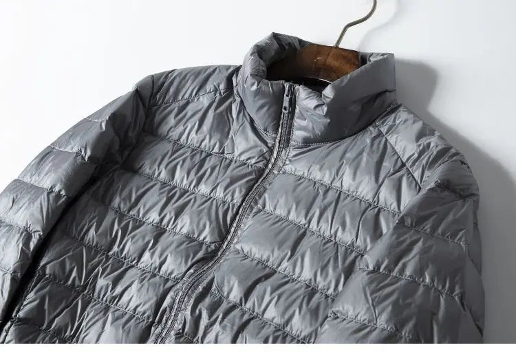 Portable Lightweight Short down Jacket for Men Autumn Winter Cotton Padded Stand Collar Casual Warm Elderly Friendly Outerwear