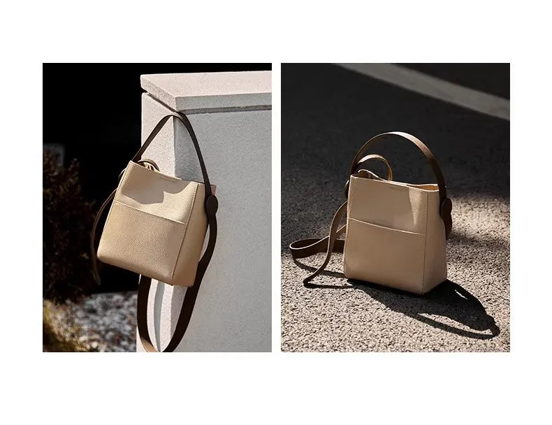 Women's Bags 2026 New Trendy High-End Fashion Small Bucket Bag Women's Crossbody Bag Women's Genuine Leather Handbag