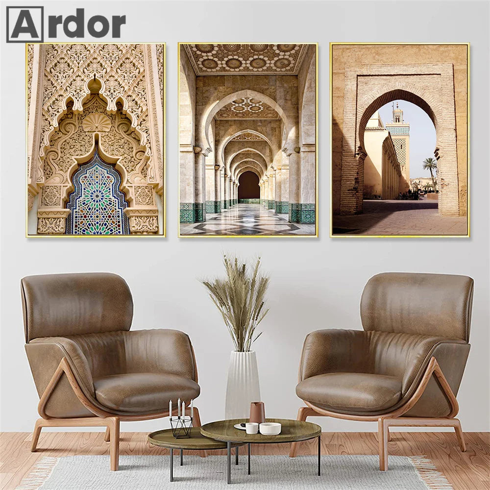 Islamic Morocco Astaka Canvas Painting Mosque No God Except Allah Calligraphy Poster And Print Boho Pictures Living Room Decor