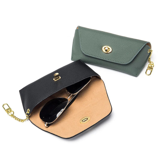 Genuine Leather Eye Glasses Case Vintage Handmade Soft  Eyewear Accessories Sunglasses Cases Luxury Spectacles Box Bag Pendant