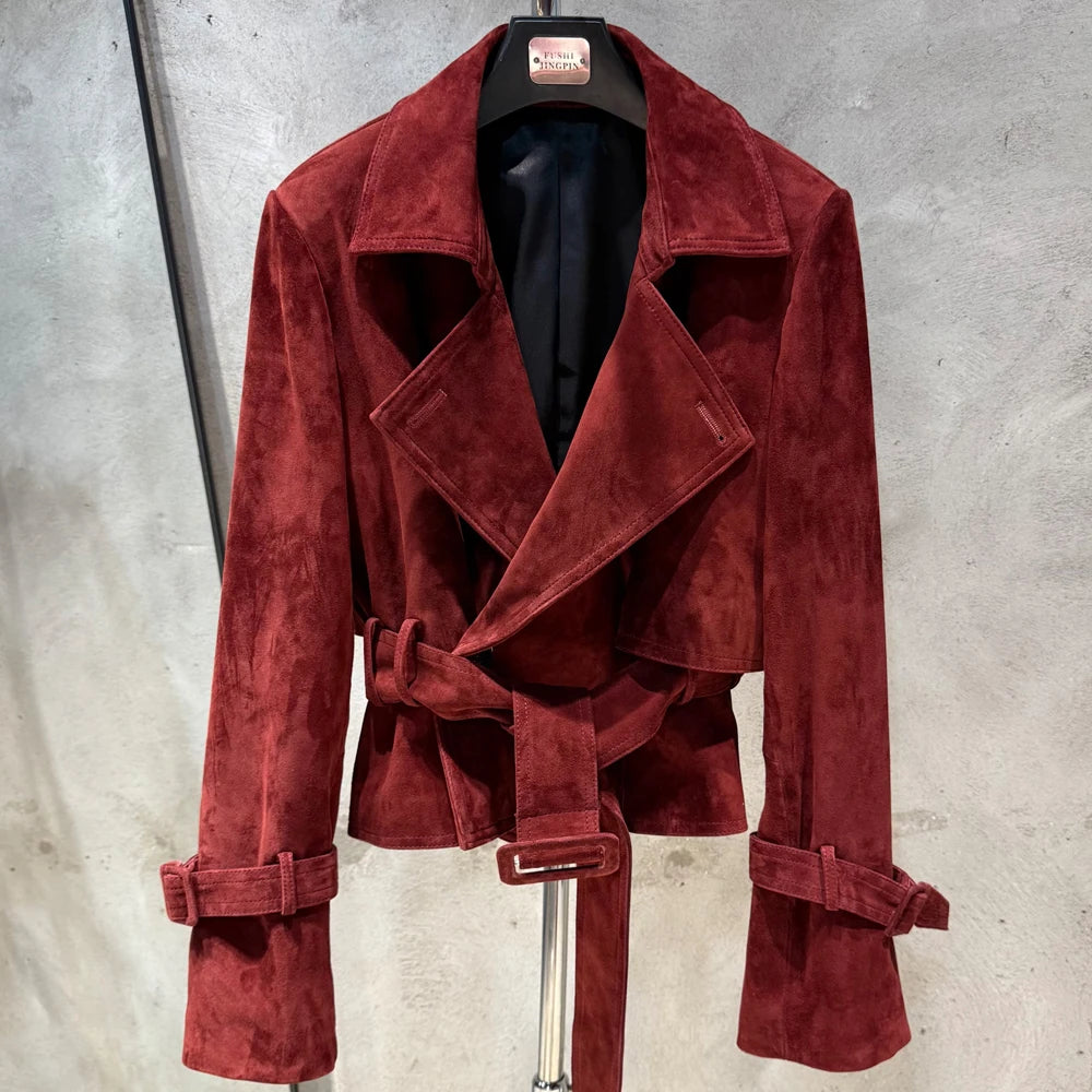 Ladies Blazer Leather Coat Office Lady Sheepskin Jackets Female Genuine Leather Outwear
