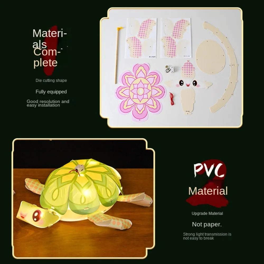 Cartoon Middle Autumn Festival Lantern LED Light Cute Festival Lantern Material Kits Luminous DIY Craft Hanging Lamps