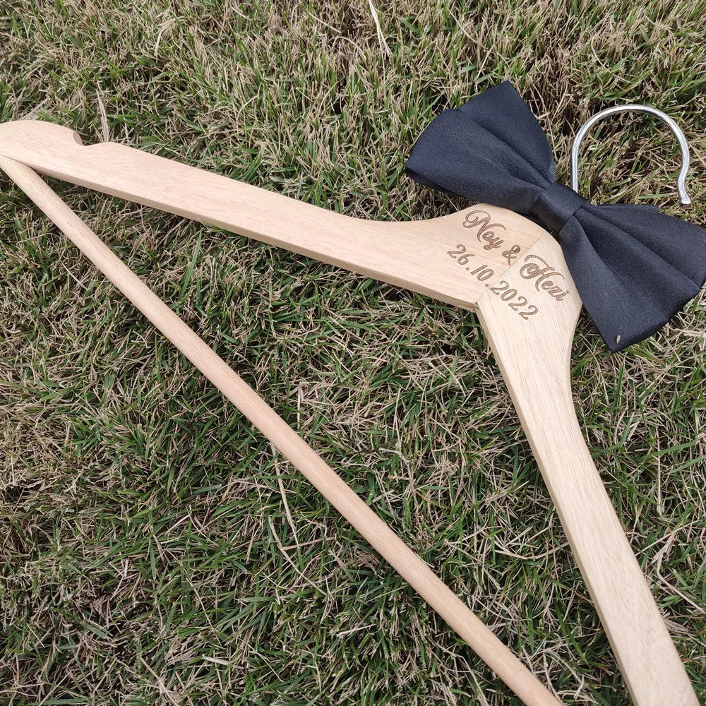 Personalized Wedding Dress Hanger, Engraved Bride and Groom Hangers, Wedding Dress Hanger