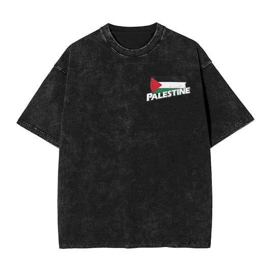 Palestine flag T Shirt Men 100% Cotton Cool T-Shirt Round Collar  Tees Short Sleeve Clothing Printed