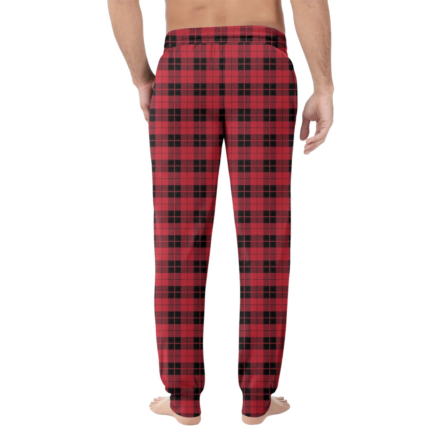 Men'S Plaid Casual Pants Checkered Pattern Cuffed Design Comfortable Fabric Suitable Daily Wear All Seasons Trendy Pajama Pants