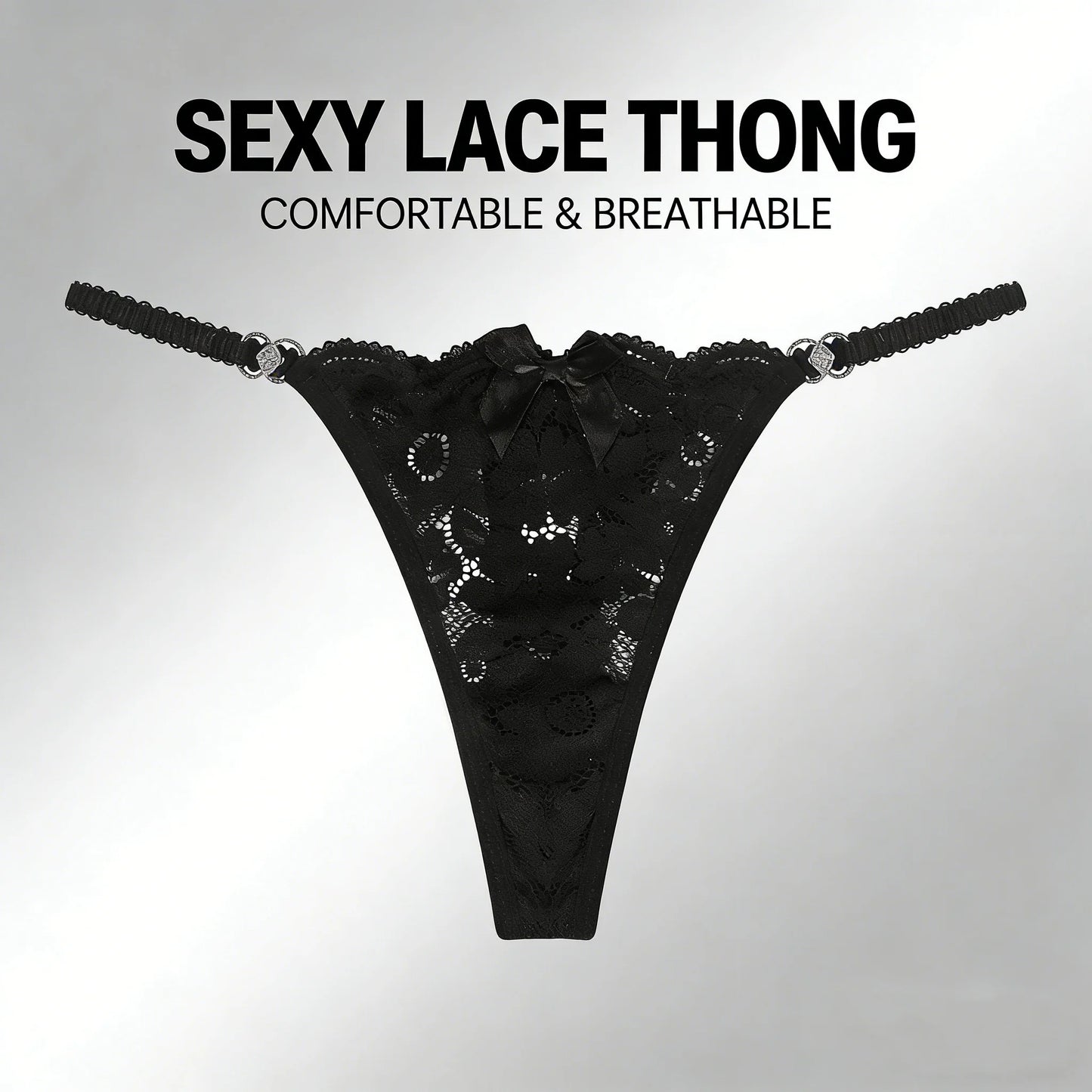 Women's Sexy Lace Thongs Hollow Out Mesh Sheer Design Breathable Low Waist Seamless Panties Comfortable Intimates for Daily Wear