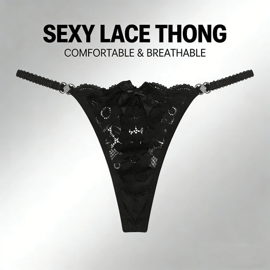 Women's Sexy Lace Thongs Hollow Out Mesh Sheer Design Breathable Low Waist Seamless Panties Comfortable Intimates for Daily Wear