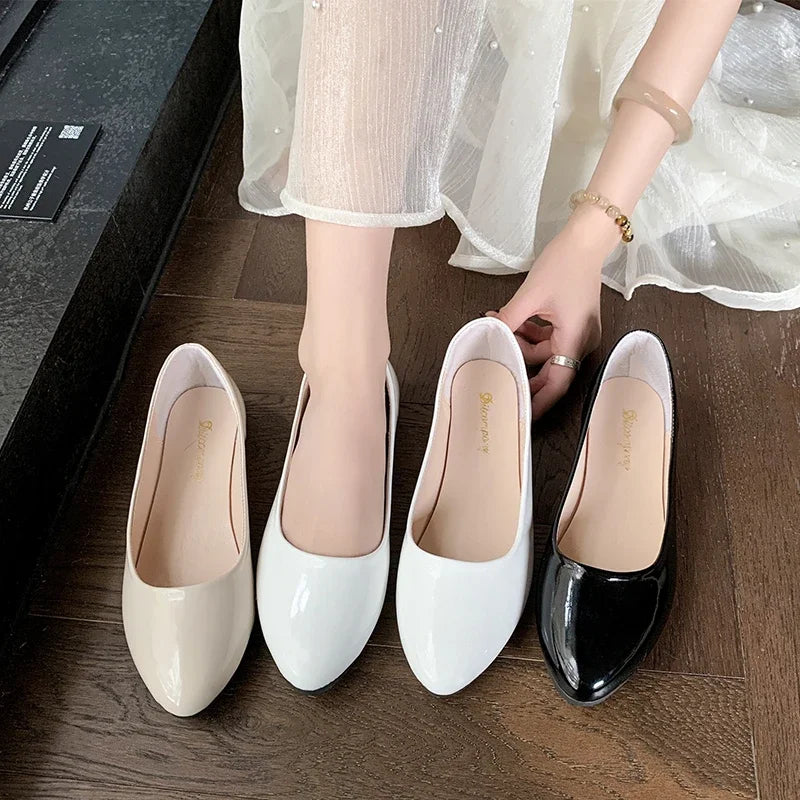 Ladies Formal Flat Shoes Spring Autumn Non-slip Women Black Causal Loafers Uniform Shoes Versatile Women's Ballet Leather Shoes
