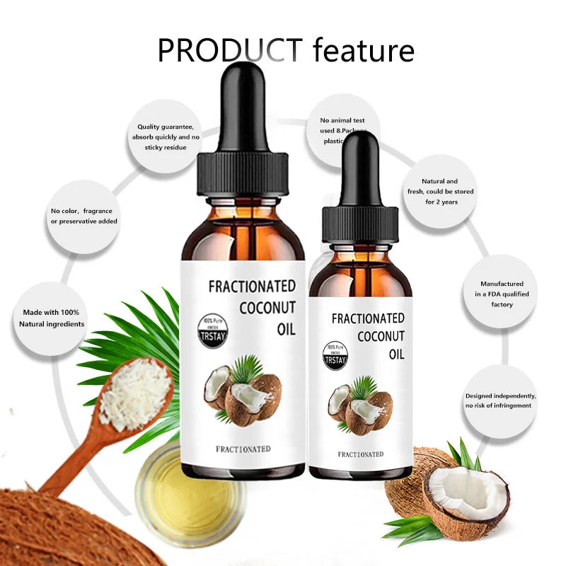 Fractionated Coconut Oil 100% pure coconut can moisturize, soften and care for dry and cracked skin,