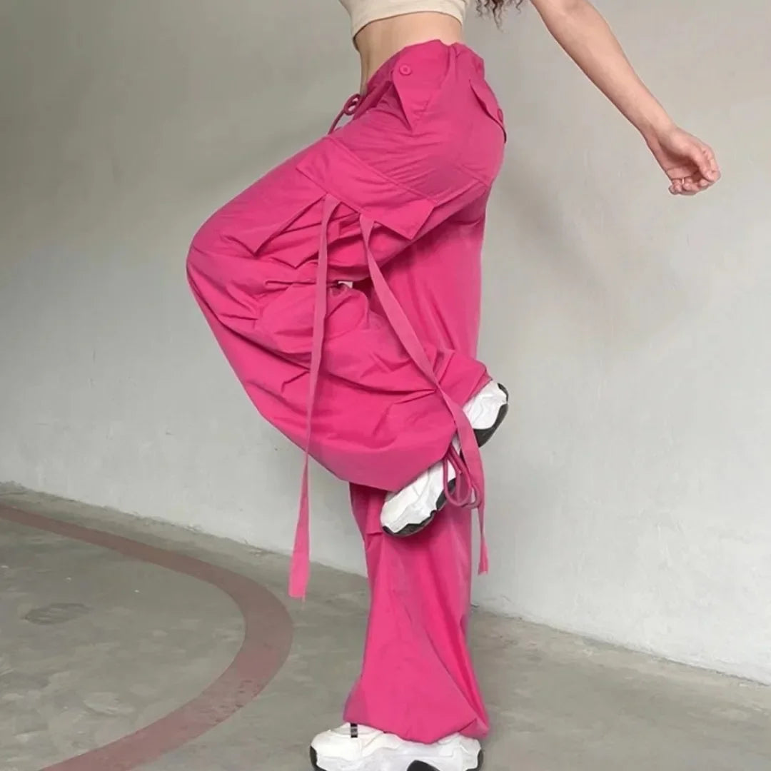 Pants Women Parachute Pants for Women Baggy Low Waist Zipper Y2K Pants Light Baggy Jogger Relaxed