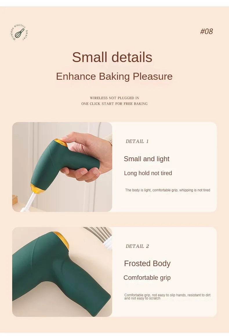 USB handheld blender, mini egg beater, coffee cream frother, rechargeable 3-speed kitchen tool, food mixer, blender