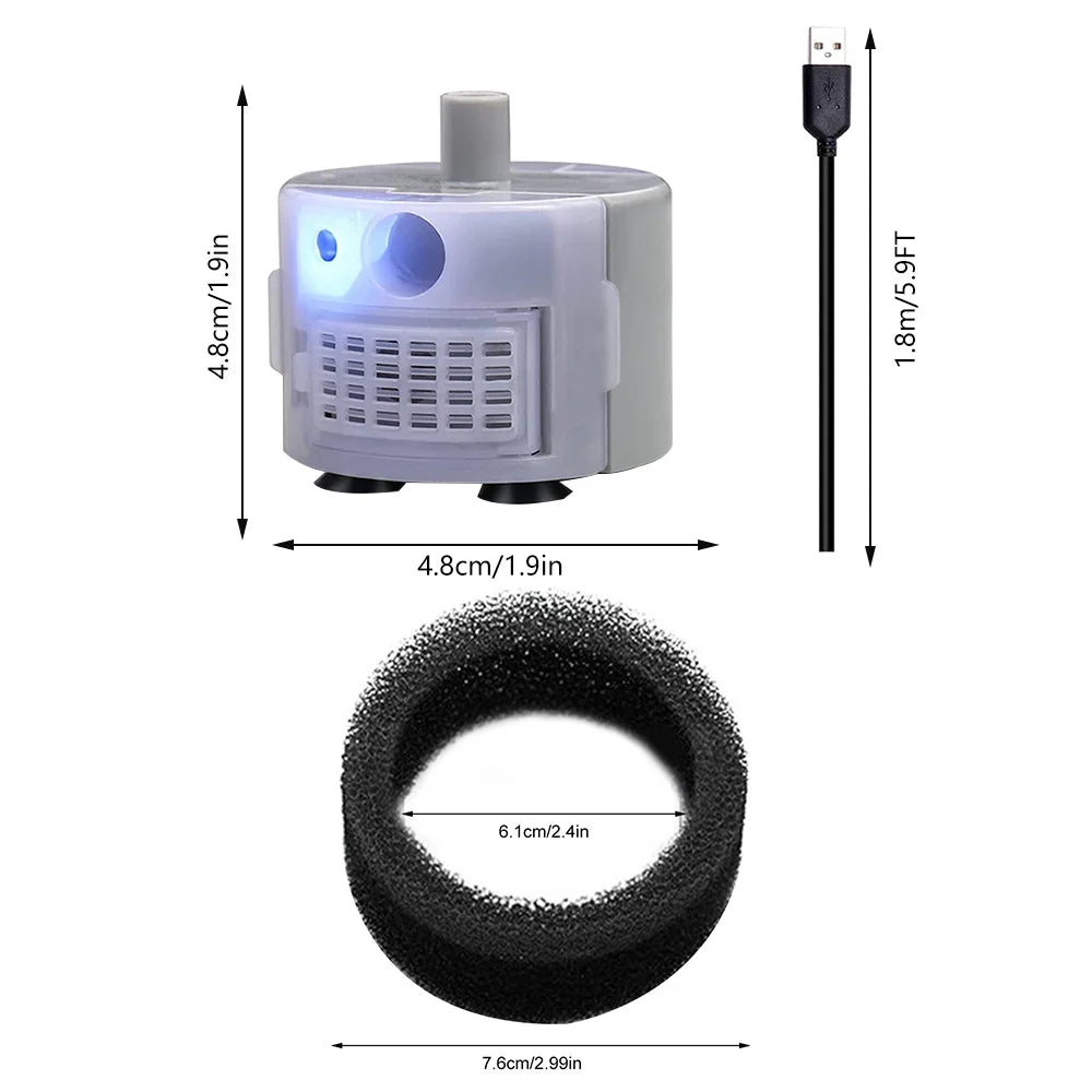 DC5V/1A USB Water Pump DIY Water Dispenser Fountain Filter LED Replacement Pump Stainless Steel Water Fountain Pump Filter