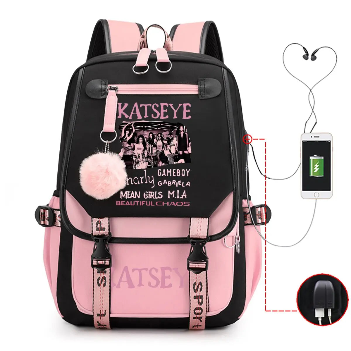 Trendy Girl Group School Bags for Students Girls Large Capacity Travel Book Bag Usb Charging Laptop Backpack Children Backpacks