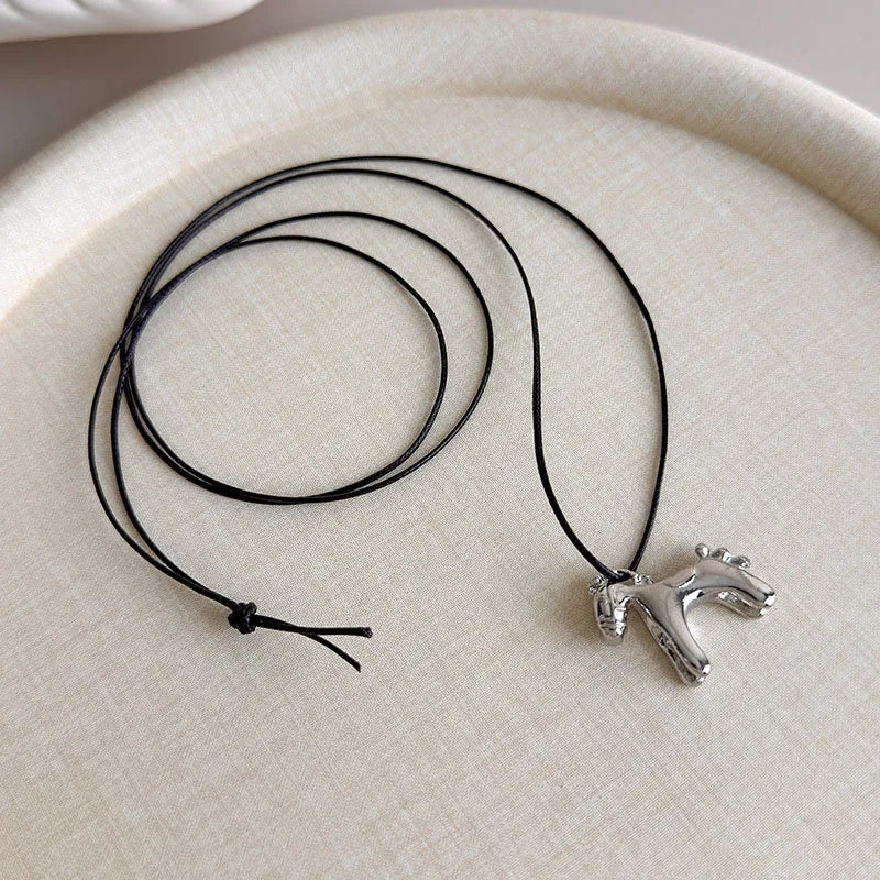 New Trendy Colorful Horse Pendant Long Necklace for Women Adjustable Sweater Chain Jewelry Fashion Accessory Gifts