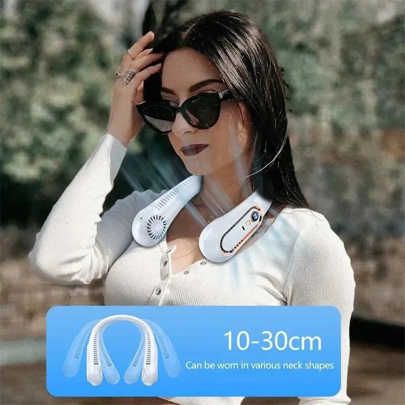 Hanging Neck Fan Digital Display Power Ventilador Bladeless Neckband Fan Portable Mini Air Cooler USB Rechargeable Electric Fans