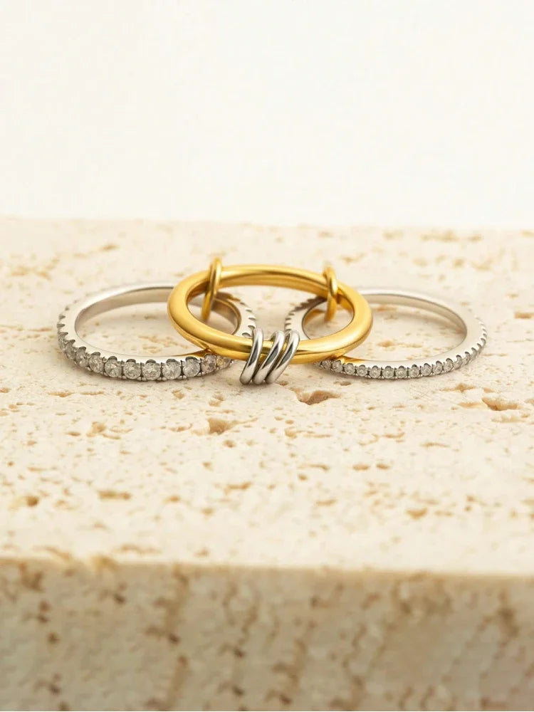 925 Sterling Silver Luxury Multiple Levels Of Interlocking Zircon Ring For Women Daily Life Fashion High Quality Fine Jewelry