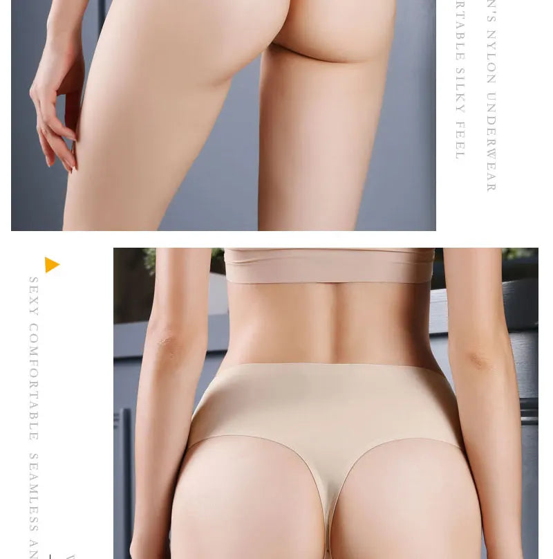 Hot Sexy Ladies Panties sport women's Underpant Middle-HIGH waist Thongs String Fashion Ice Silk Seamless Briefs Lingerie Tanga