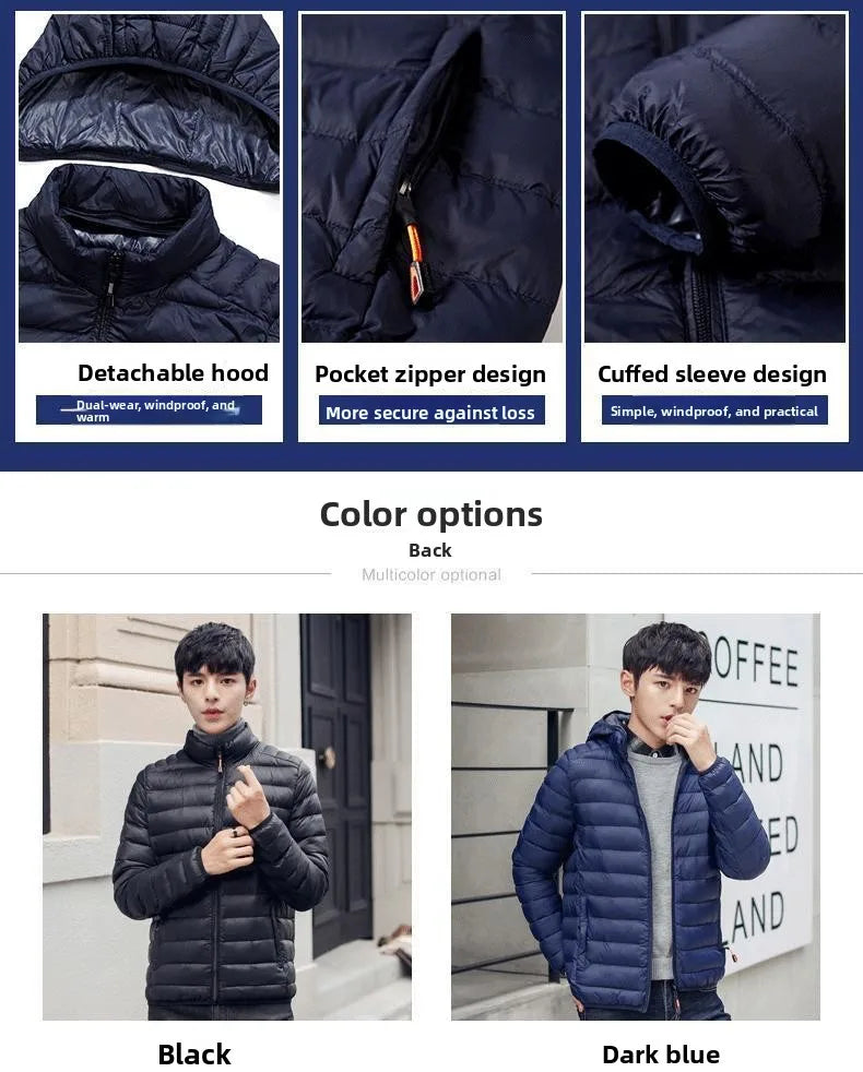 Men's Lightweight down Cotton Jaet ort Sle Casual Hooded Coat Haome Cotton Outerwear Winter New Arrival