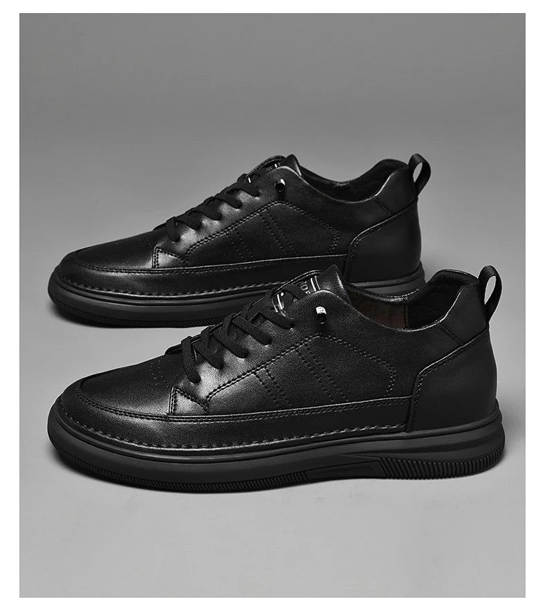 Spring Autumn Men's Inner Heightening Shoes Leather Sports Casual Shoes Invisible Height Increasing Shoes Men Sport Elevator 8CM