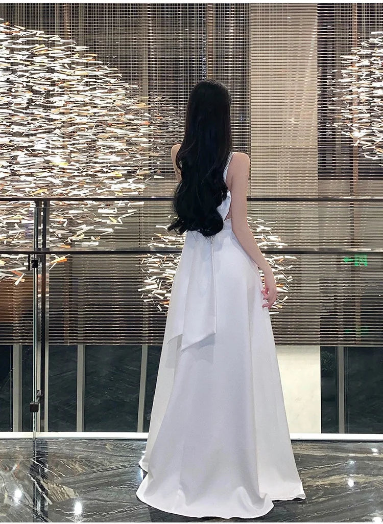 Chic Evening Dresses Dress Women's Elegant Banquet High-End Travel Vacation Photo Dress New Summer Long Sling Dress