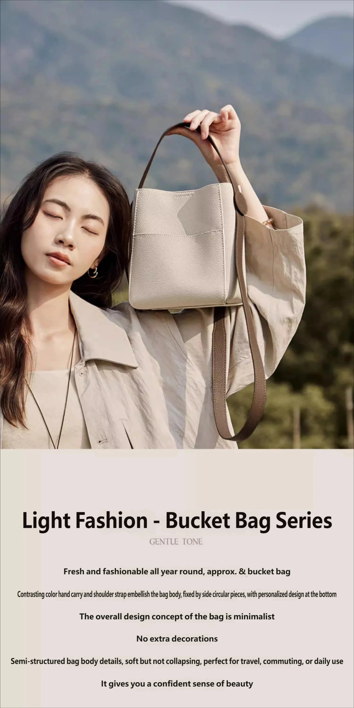 Women's Bags 2026 New Trendy High-End Fashion Small Bucket Bag Women's Crossbody Bag Women's Genuine Leather Handbag