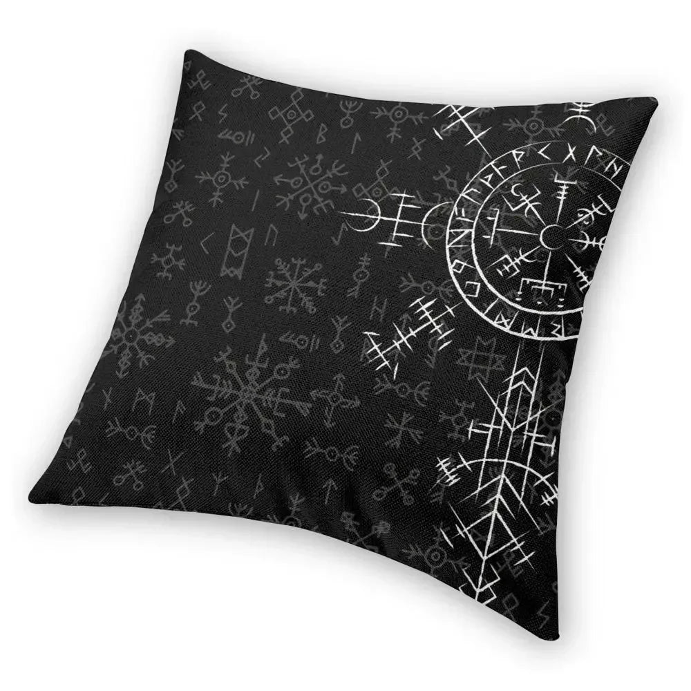 Celtic Lucky Charm Compass Symbole Celtic Vegvisir Pillowcase Viking Norse Backpack Cushion For Sofa  Coussin Covers Decorative