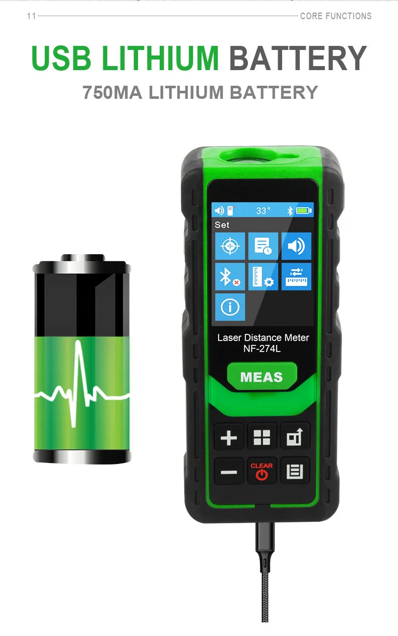 Noyafa NF-274L laser distance meter electronic roulette laser digital tape rangefinder trena metro laser range finder measuring