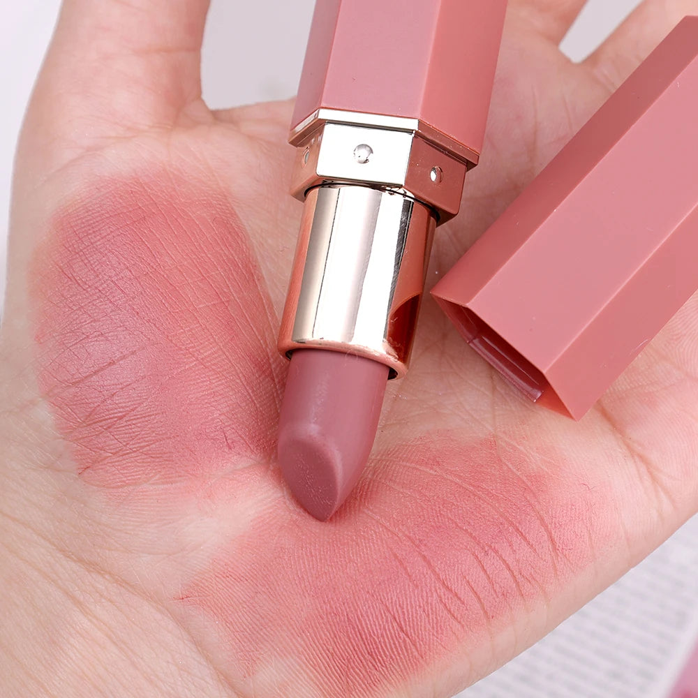 6colors Nude Velvet Lipsticks Waterproof Long Lasting Moisturize Lips Stick Not Fade Sexy Matte Lipstick Lip Gloss Women Makeup