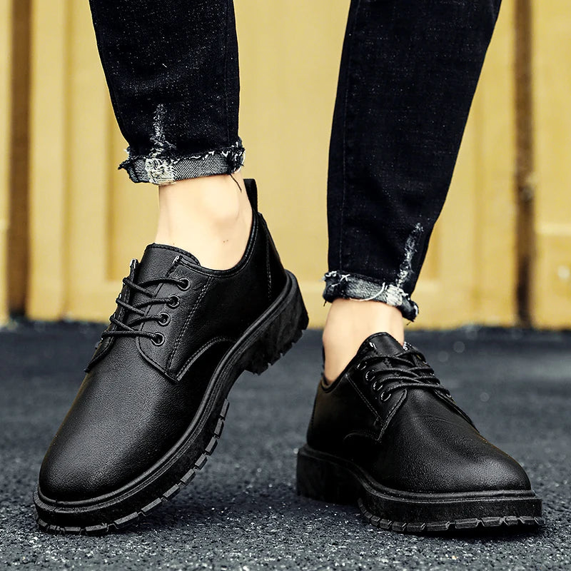 Men's Leather Shoes Casual Comfort Black Formal Oxfords For Men Lightweight Office Shoes