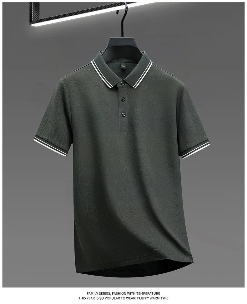 100% pure cotton men's polo shirt summer fashion casual short sleeved comfortable luxury new simple solid color lapel T-shirt