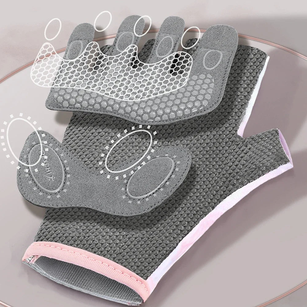 1 Pair Gym Body Building Training Fitness Gloves Sports Weight Lifting Exercise Slip-Resistant Gloves for Women Men Yoga Gloves
