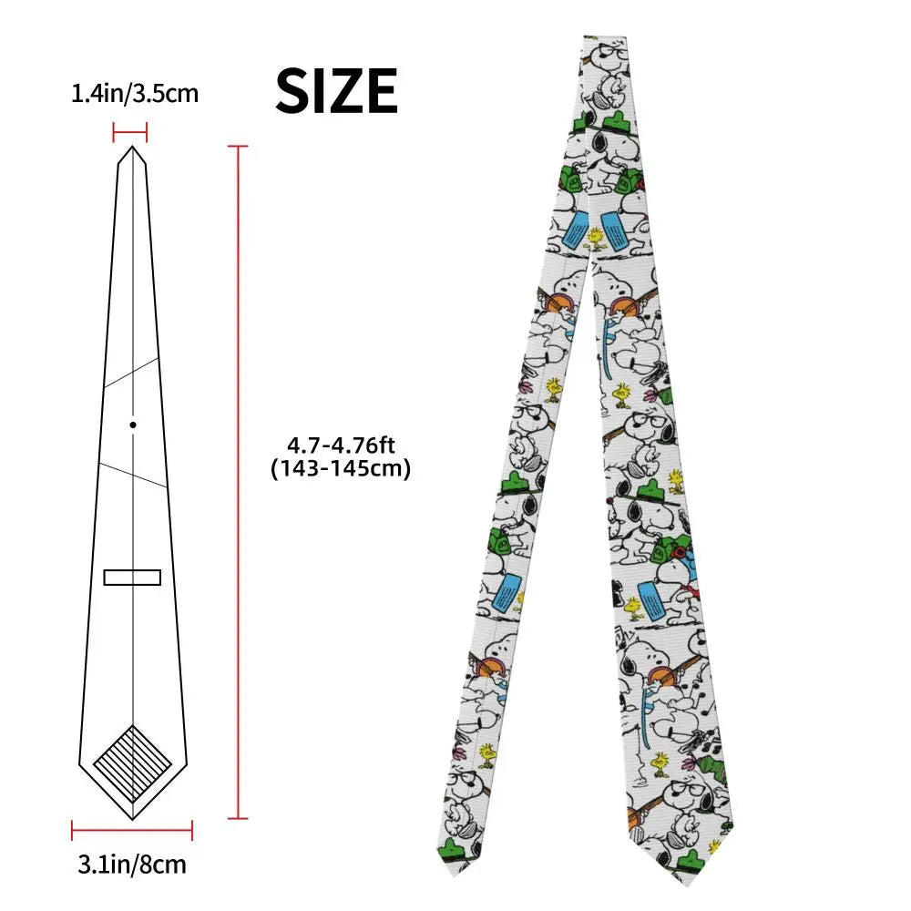 Snoopys & Woodstock Smile Giggle Laugh Neckties Silk 8 cm Neck Tie for Mens Shirt Accessories Cravat Wedding Accessories Office