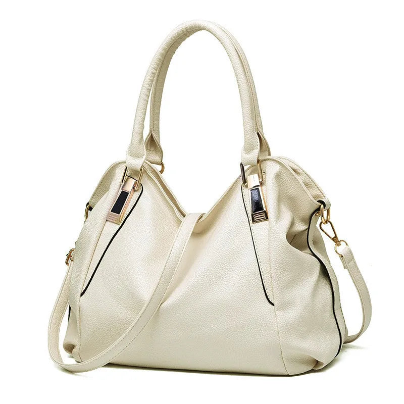 Ladies' leather bag, soft leather, mother's bag, simple middle-aged women's bag, large capacity handbag, crossbody bucket bag