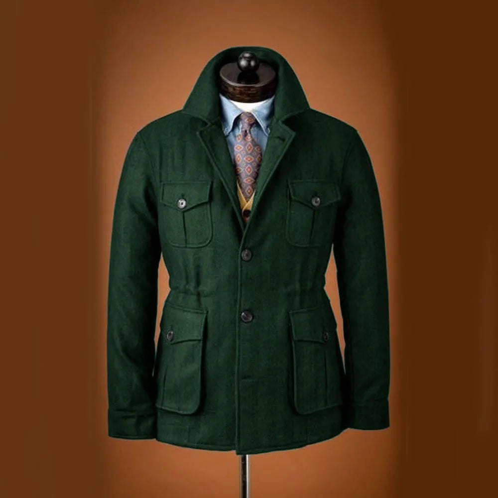 Men's Tweed Jacket Tuxedo Woolen Suit High Quality Costumes Wool Single Breasted Casual Slim Fit Male Blazers Autumn Winter